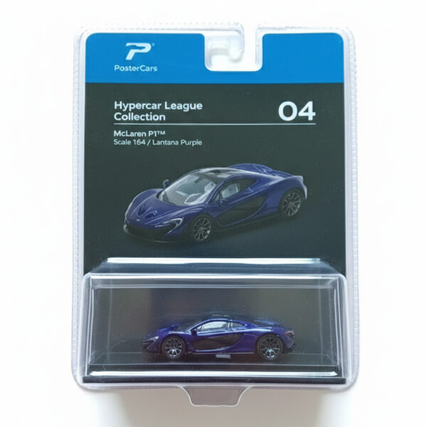McLaren P1 Lantana Purple Metallic with Black Top Hypercar League Collection A Poster Cars McLaren P1 Lantana Purple Metallic with Black Top "Hypercar League Collection"